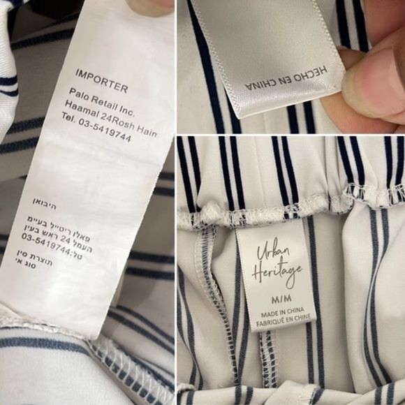 Women Pants Medium Striped Polyester Tie waist ruffles Urban Heritage - Picture 8 of 13